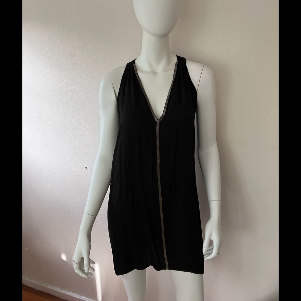 NWOT Uma & Leopold black rayon sleeveless mini dress